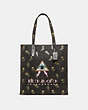 COACH®,TOTE WITH PYRAMID EYE,canvas,X-Large,Pewter/Black,Front View