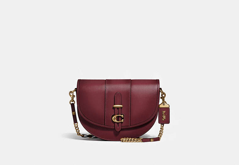 COACH®,SADDLE 24,Leather,Small,Brass/SCARLET,Front View