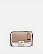 COACH®,ALIE SHOULDER BAG 18 IN COLORBLOCK,Leather,Medium,Brass/Taupe Multi,Front View