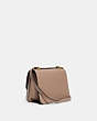 COACH®,ALIE SHOULDER BAG 18 IN COLORBLOCK,Leather,Medium,Brass/Taupe Multi,Angle View