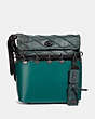 COACH®,ROXIE BAG WITH SNAKESKIN QUILTING,Leather,Medium,Pewter/Black/Viridian,Front View