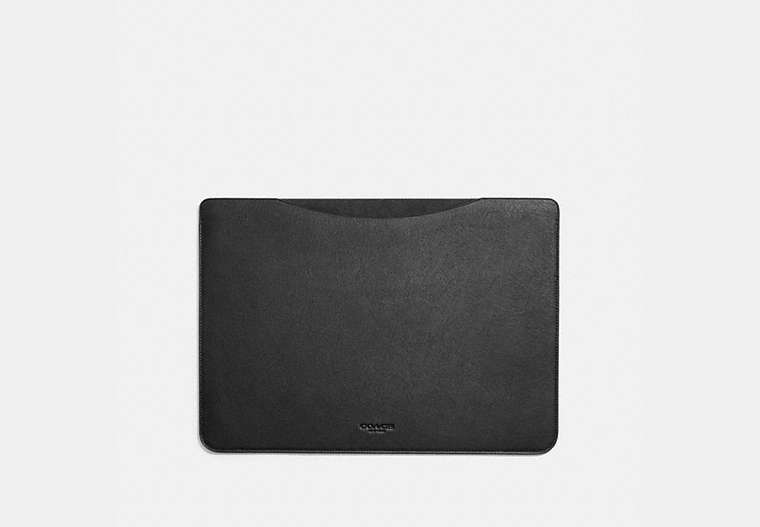COACH®,LAPTOP SLEEVE,Smooth Leather,Black,Front View