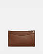 COACH®,ZIP CARD CASE,Smooth Leather,Mini,Dark Saddle,Front View