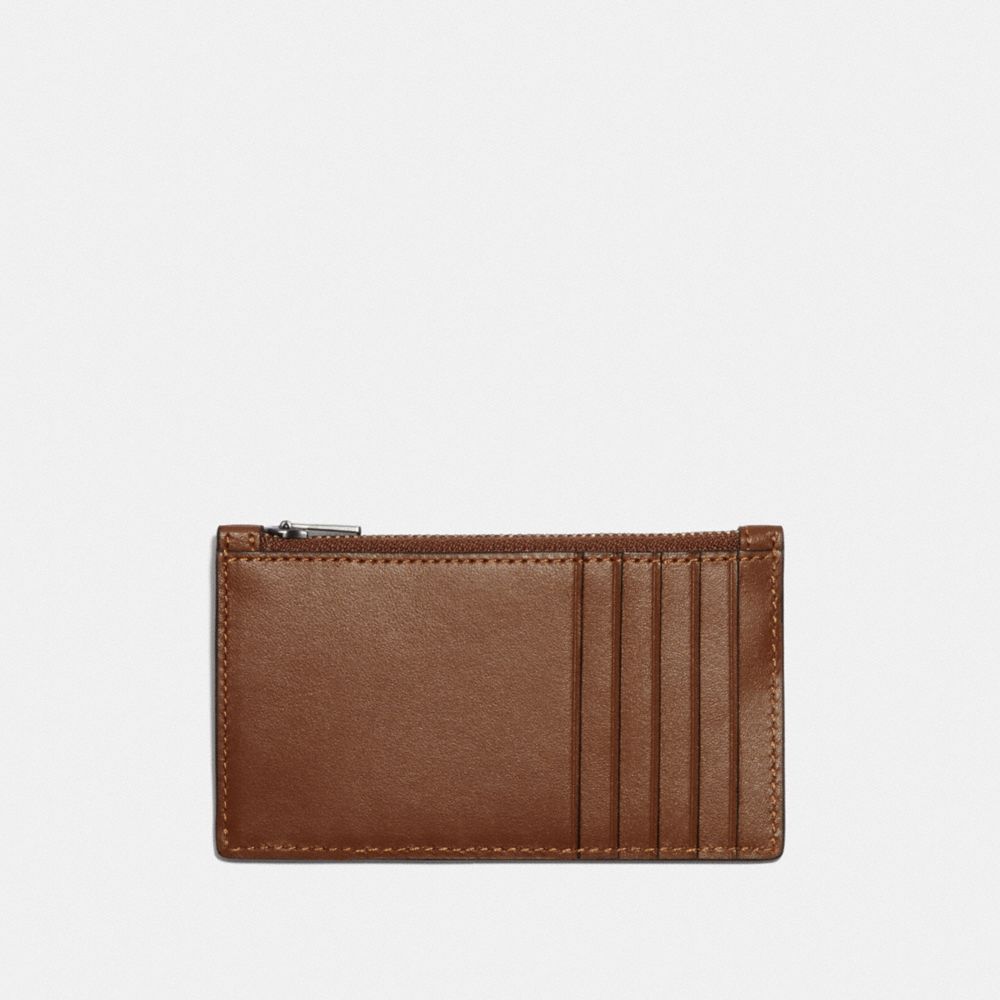 COACH®,PORTE-CARTES À FERMETURE ÉCLAIR,Cuir souple,Mini,Brun foncé,Back View