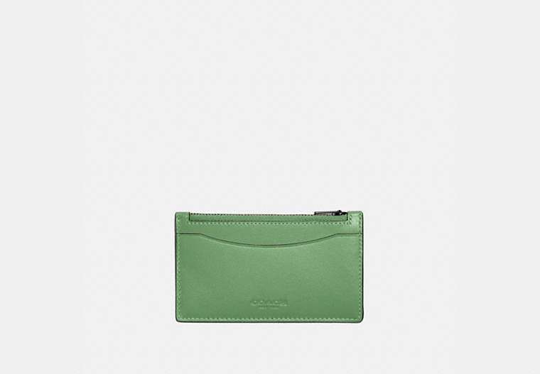COACH®,ZIP CARD CASE,Smooth Leather,Mini,Soft Green,Front View