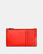 COACH®,ZIP CARD CASE,Smooth Leather,Mini,Electric Coral,Back View