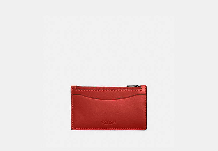 COACH®,ZIP CARD CASE,Smooth Leather,Mini,Red Sand,Front View