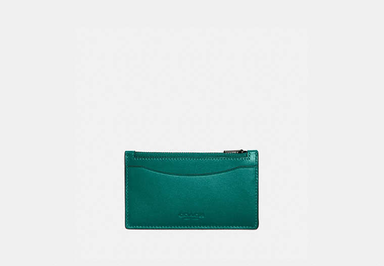 COACH®,ZIP CARD CASE,Smooth Leather,Mini,Spruce,Front View