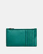 COACH®,ZIP CARD CASE,Smooth Leather,Mini,Spruce,Back View