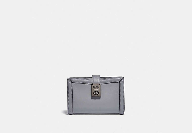 COACH®,HUTTON WALLET,Smooth Leather,Pewter/Granite,Front View