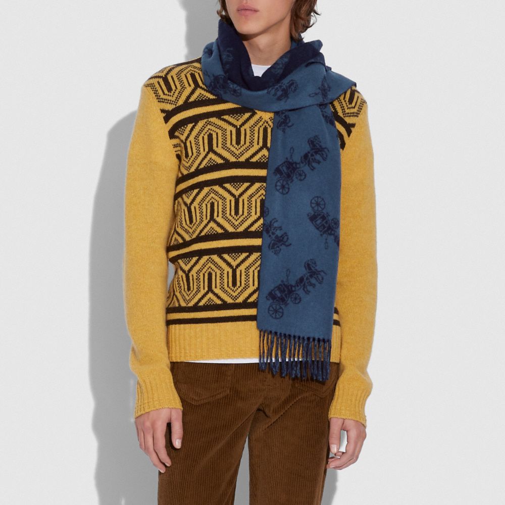 COACH®,Cashmere Horse And Carriage Scarf,,Angle View