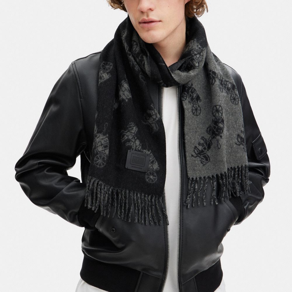 COACH®,Cashmere Horse And Carriage Scarf,,Detail View