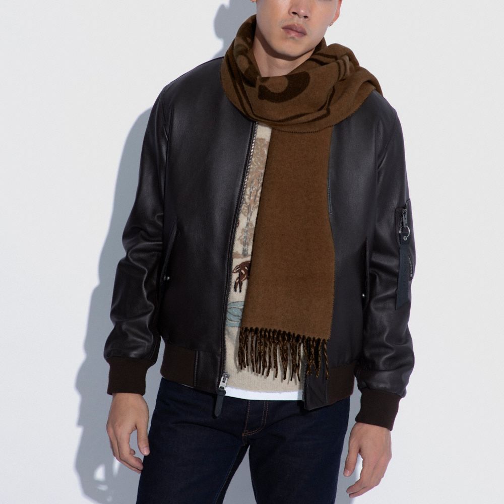 COACH®,Cashmere Scarf With Coach Badge & Tech Napa Gloves,
