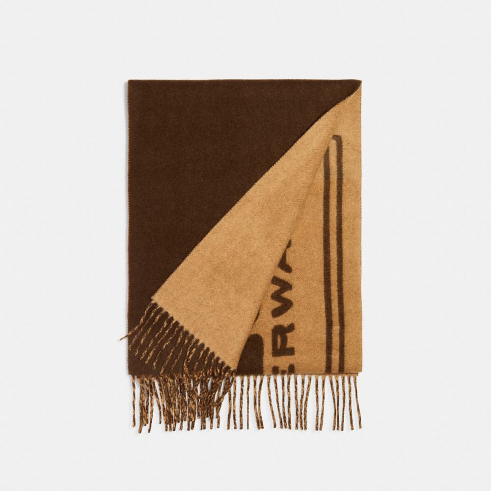 COACH®,Cashmere Scarf With Coach Badge,,Front View