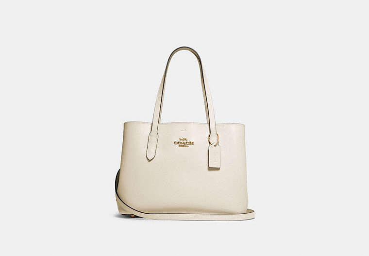 COACH®,AVENUE CARRYALL,Leather,Gold/Chalk Light Saddle,Front View