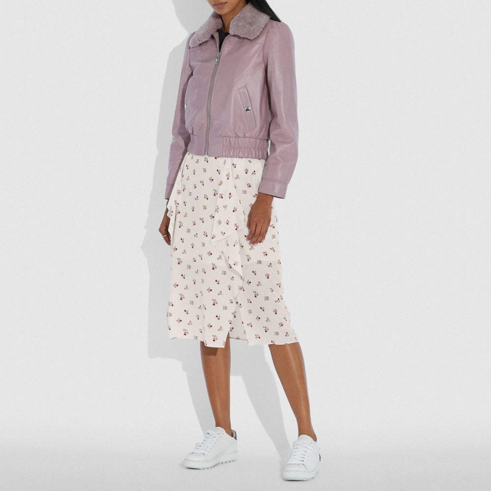 COACH®,Heart Posy Draped Midi Skirt With Buttons,,Scale View