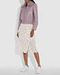 COACH®,HEART POSY DRAPED MIDI SKIRT WITH BUTTONS,Silk,Chalk,Scale View