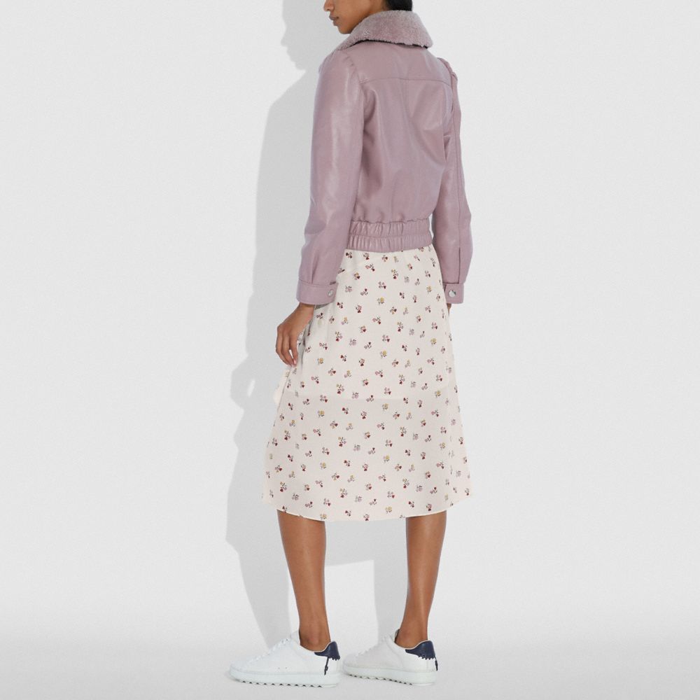 COACH®,Heart Posy Draped Midi Skirt With Buttons,,Scale View