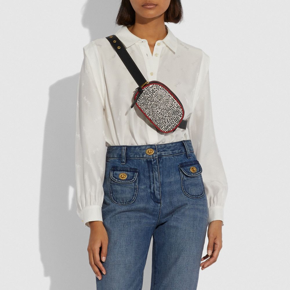 COACH®,Disney Mickey Mouse X Keith Haring Badge Camera Belt Bag,,Detail View