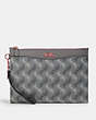 COACH®,HITCH POUCH WITH HORSE AND CARRIAGE PRINT,Coated Canvas,Mini,Grey,Front View