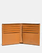 COACH®,DOUBLE BILLFOLD WALLET,Pebble Leather/Smooth Leather,Dark Amber,Inside View,Top View