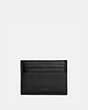 COACH®,CARD CASE,Pebble Leather/Smooth Leather,Black,Front View