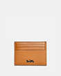 COACH®,CARD CASE,Pebble Leather/Smooth Leather,Dark Amber,Front View