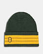 Striped Beanie With Coach Patch