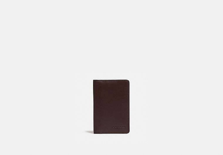 COACH®,CARD WALLET,Sport calf leather,Mini,Mahogany brown,Front View