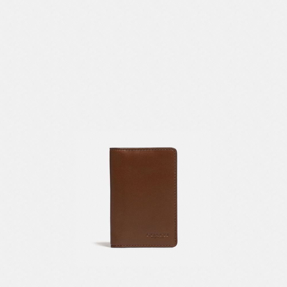 Coach Wallet Holder Color: Brown Thick Leather Check Holder