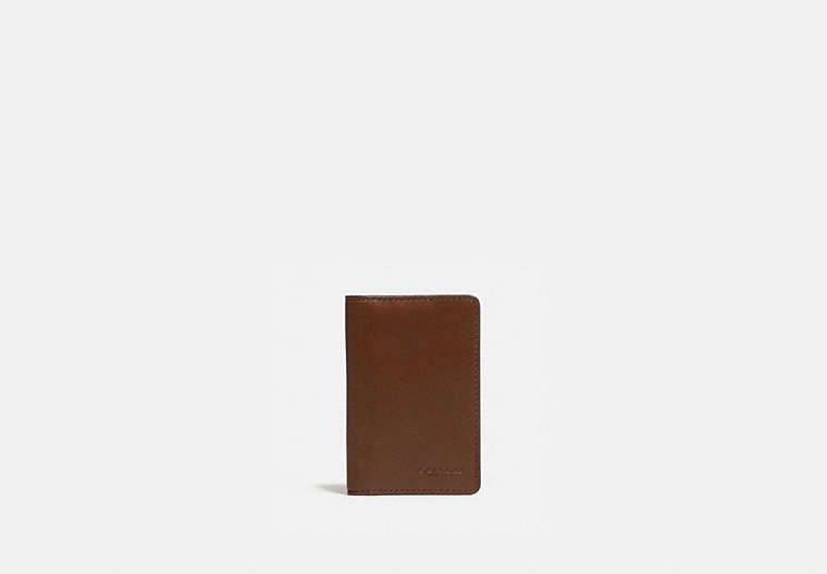 COACH®,CARD WALLET,Sport calf leather,Saddle,Front View