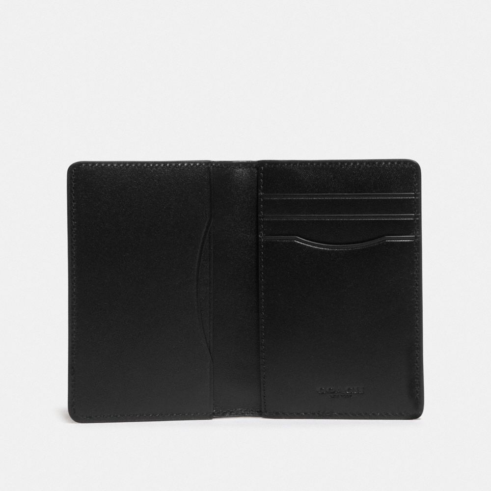 COACH®,CARD WALLET IN SIGNATURE CANVAS,Signature Coated Canvas/Smooth Leather,Mini,Charcoal/Black,Inside View,Top View