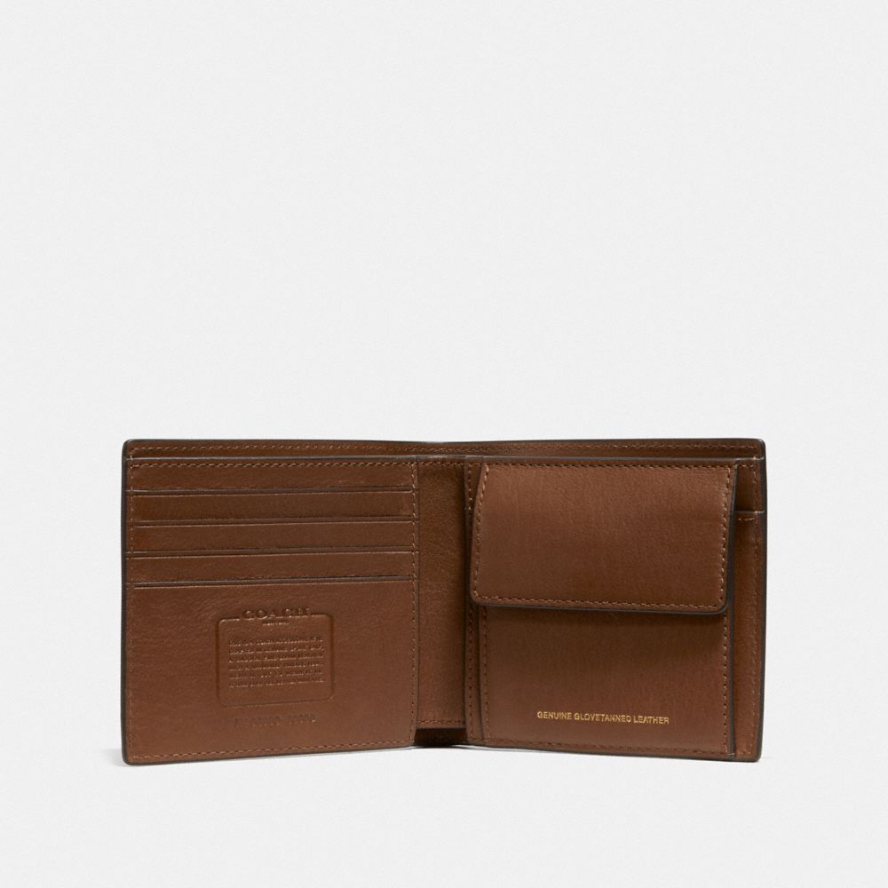 Coach Leather Card Wallet - Saddle