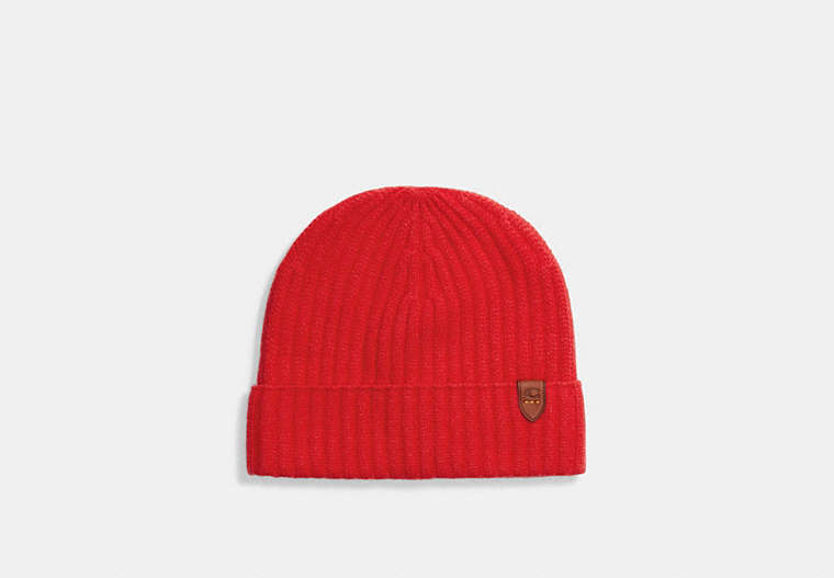 COACH®,CASHMERE BEANIE,cashmere,Sport Red,Front View
