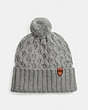 COACH®,TEXTURED KNIT BEANIE,wool,GREY,Front View