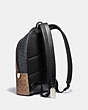 COACH®,METROPOLITAN SOFT BACKPACK IN COLORBLOCK SIGNATURE CANVAS,Signature Coated Canvas/Smooth Leather,Black Copper/Khaki Multi,Angle View