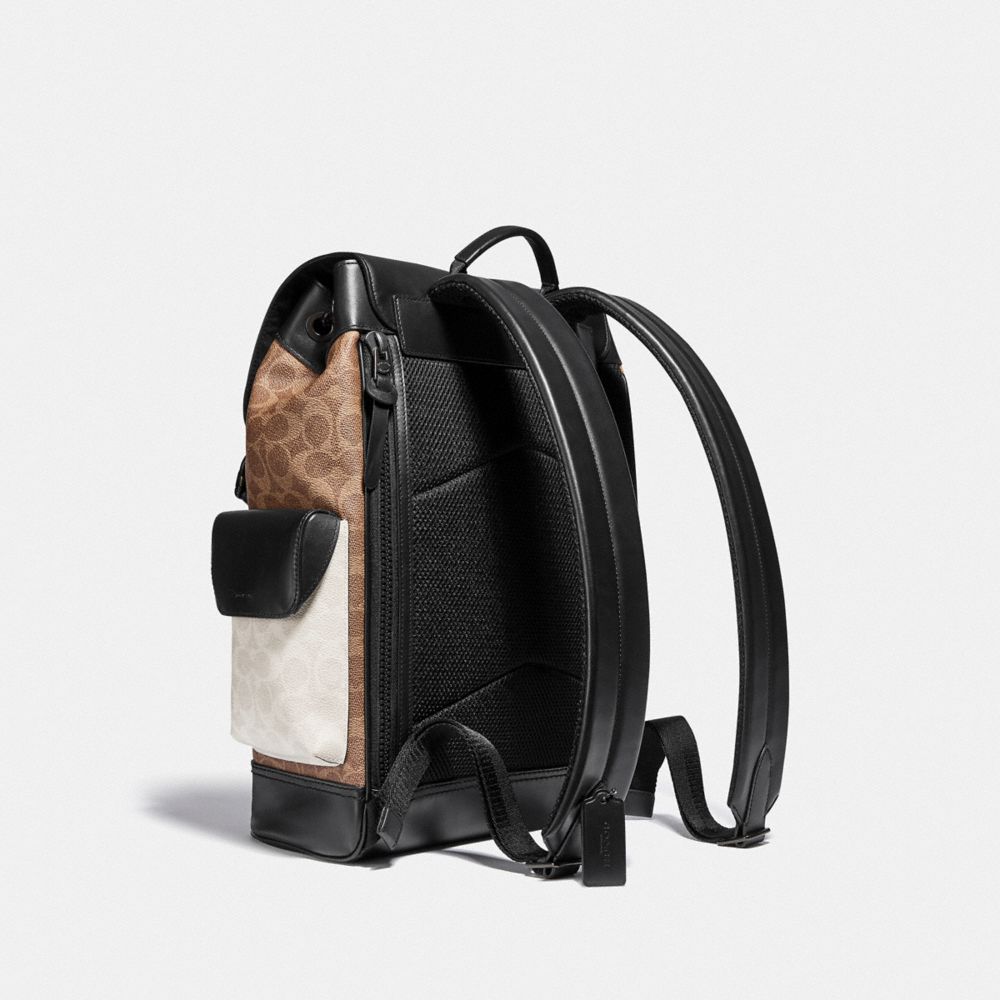 COACH Restored Rivington Backpack In Colorblock Signature Canvas With Patch  in Blue for Men