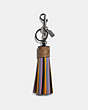 COACH®,TASSEL BAG CHARM IN COLORBLOCK SIGNATURE CANVAS,Leather,Silver/Multi,Front View
