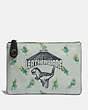 COACH®,TURNLOCK POUCH 26 WITH REXY,canvas,Sage/Pewter,Front View