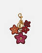 COACH®,WILDFLOWER MIX BAG CHARM,Leather,Gold/Bright Violet Multi,Front View