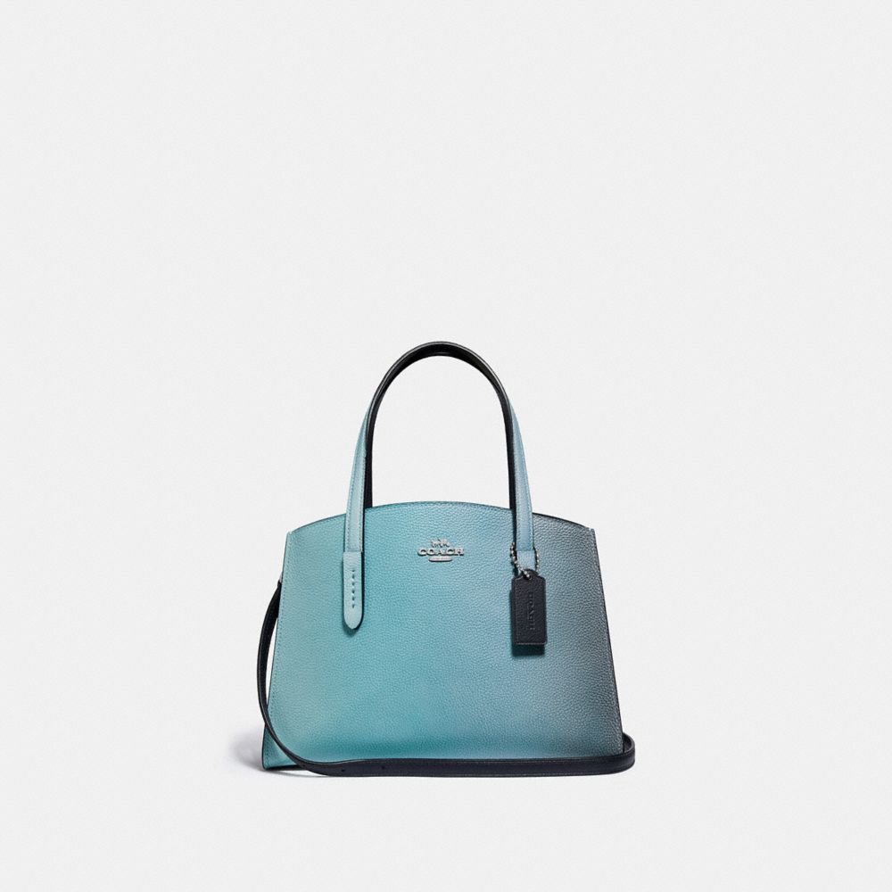 COACH®,CHARLIE CARRYALL 28 WITH OMBRE,Leather,Medium,Silver/BLUE/MULTICOLOR,Front View