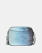 COACH®,CAMERA BAG IN OMBRE SIGNATURE LEATHER,Leather,Small,Silver/Blue Multi,Back View