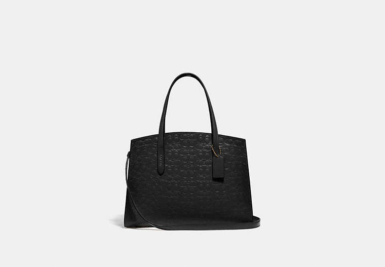 COACH®,CHARLIE CARRYALL IN SIGNATURE LEATHER,Leather,Gold/Black,Front View