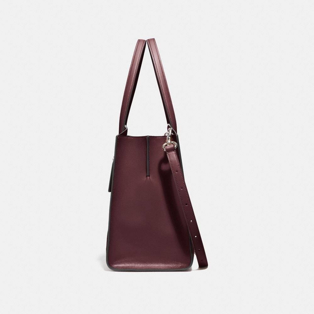 COACH®,CHARLIE CARRYALL IN SIGNATURE LEATHER,Leather,Gold/Oxblood,Angle View