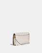 COACH®,HAYDEN FOLDOVER CROSSBODY CLUTCH BAG WITH QUILTING,Smooth Leather,Mini,Brass/Chalk,Angle View