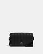 COACH®,HAYDEN FOLDOVER CROSSBODY CLUTCH WITH QUILTING,Smooth Leather,Mini,Pewter/Black,Front View