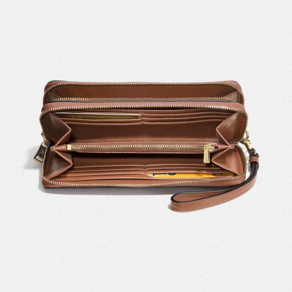 Double Accordion Zip Wallet In Smooth Leather