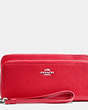 COACH®,DOUBLE ACCORDION ZIP WALLET IN SMOOTH LEATHER,Leather,Silver/True Red,Front View