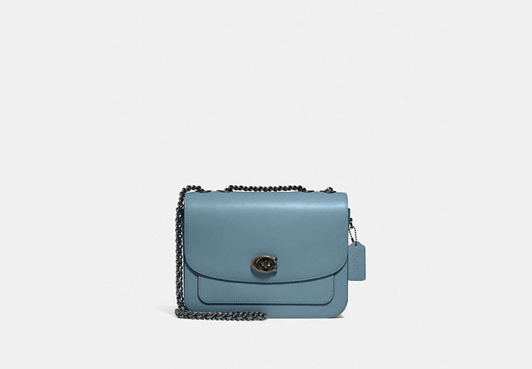 COACH®,MADISON SHOULDER BAG,Smooth Leather,Medium,Pewter/Azure,Front View