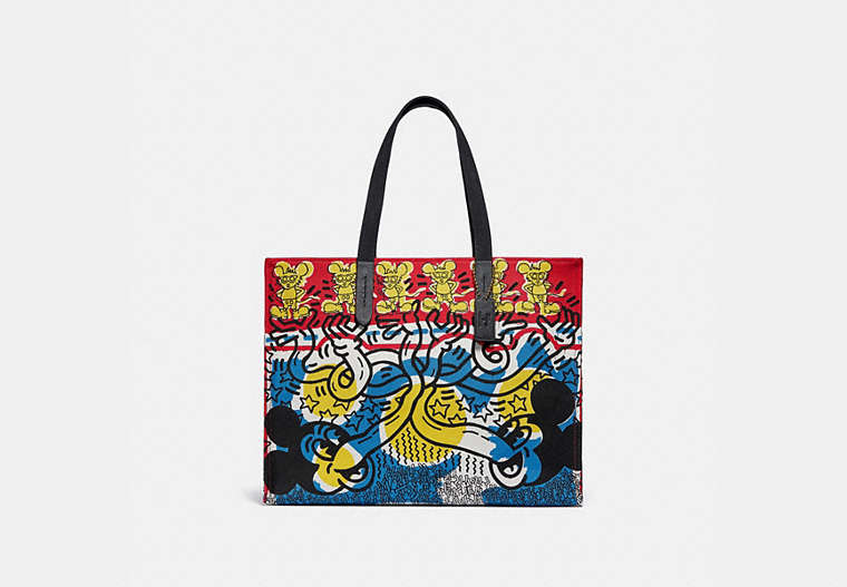 COACH®,DISNEY MICKEY MOUSE X KEITH HARING TOTE 42,n/a,Large,OL/Blue Multi,Front View